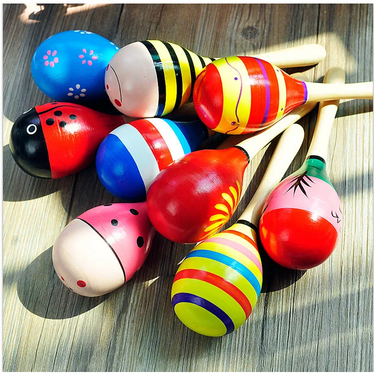 Wooden Maracas Big 19.5CM Kids Baby Rattles Egg Shaker Sand Hammer Toys Noisemakers For Party Favors Carnivals Festival Birthday Gifts