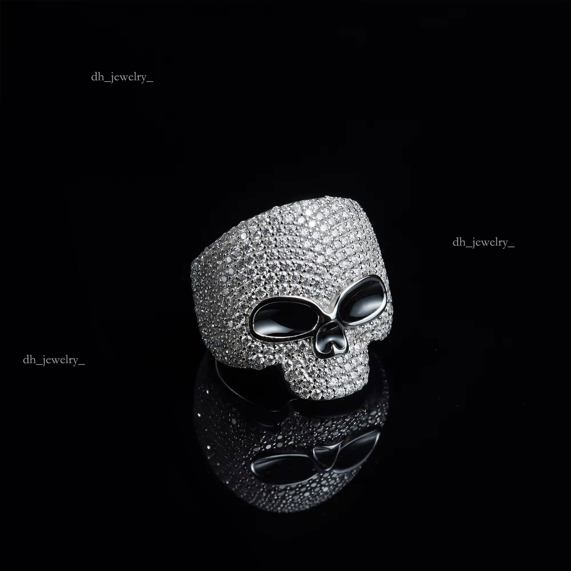 2025 Style Pass Tester Hip Hop Jewelry Sier Fully Eternity VVS Dia Moissanite Iced Out Skull Ring