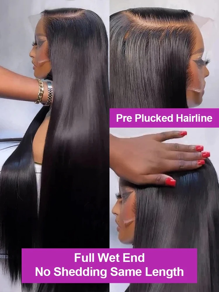 13x4 13x6 HD Transparent Straight Lace Front Wig 300 Density Brazilian 360 Full Lace Frontal Human Hair Wigs For Women synthetic lace front wigs
