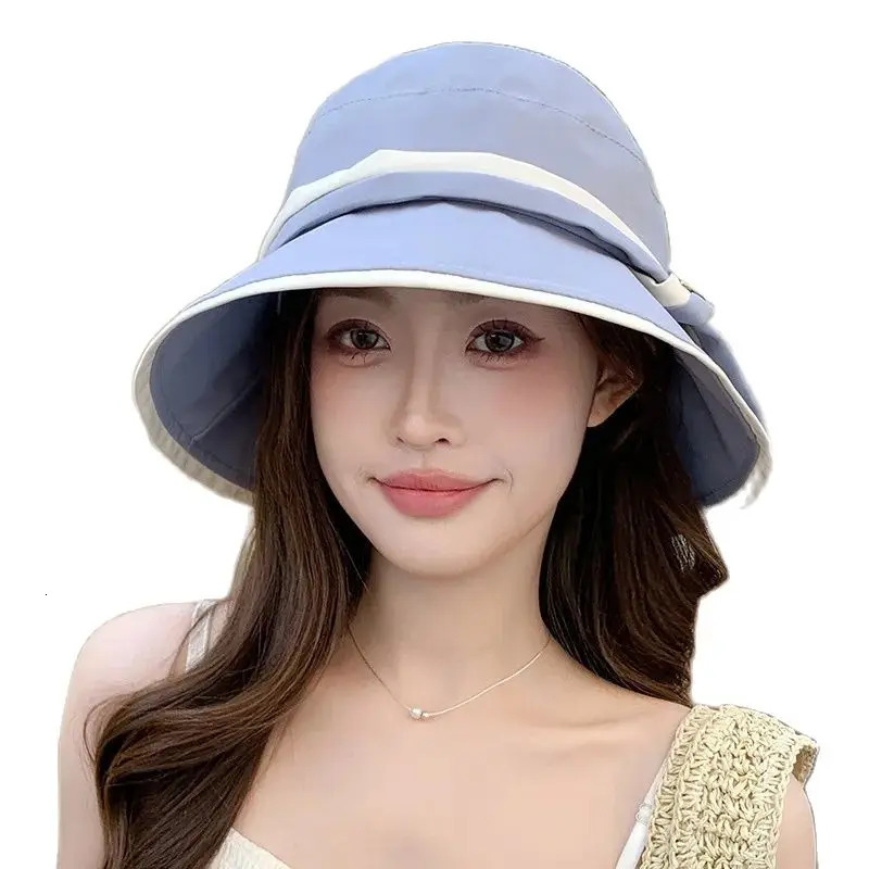 Summer Hat Female Elegant Bow Sun Hats Japanese Bucket Hat Versatile Face Small Bucket Hat Korean Version Basin Hats 250516
