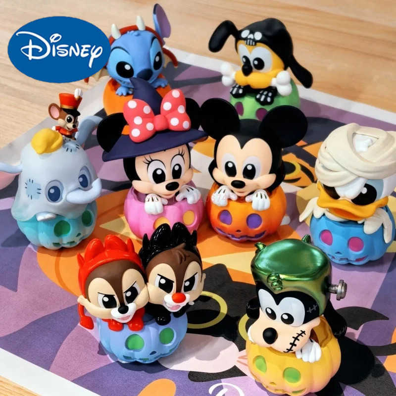 Disney Genuine Mickey Mouse And Friend Pumpkin Version Halloween Limited Cosbi Blind Box Mini Figure Guess Christma Desktop Gift Toys W250517