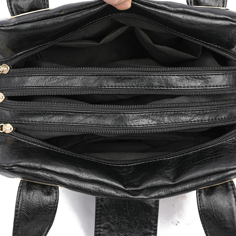 Women Multi-layers Top-handle Bag Quality Leather Handbags Purses Female Large Capacity Boston Ladies Sac A Main 250515