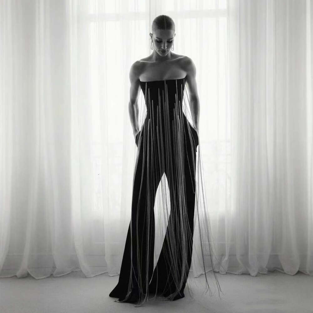 Wide Leg Jumpsuit Ins Women S Chain Solid Color Elegant And Slimming Jumpsuit TIKTOK Hot Selling Red Carpet Outfit
