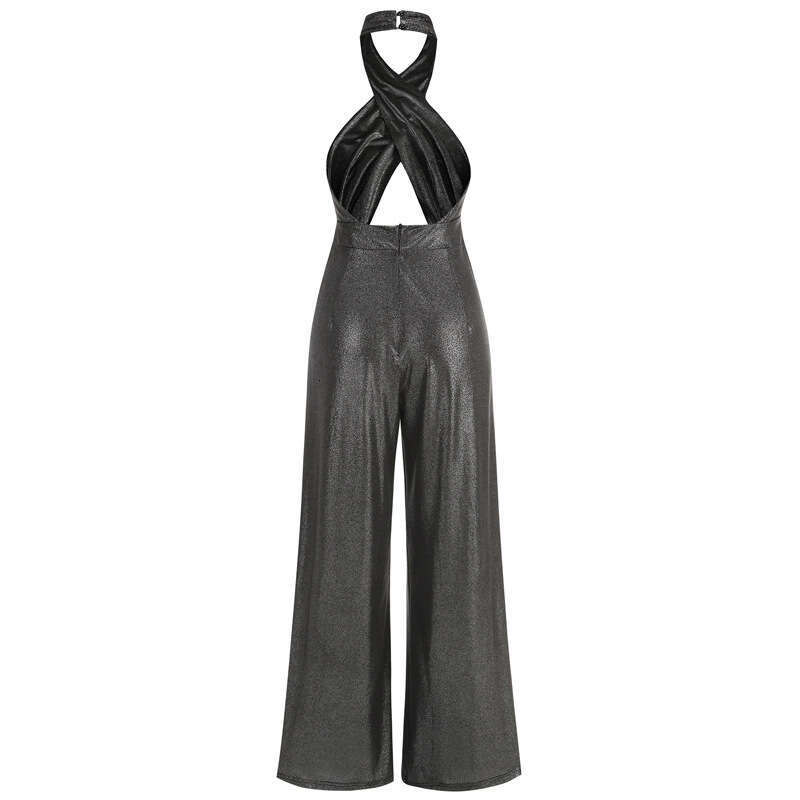 Wide Leg Jumpsuit New Personalized Street Women S High Waist Hot Pot Sier Jumpsuit Wide Leg Pants Style Party Dress For Women