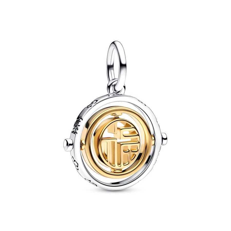 Hot Sale Two-Tone Splittable Heart Spinning Globe Dangle Charm Beads Fit Original Silver 925 Pan Bracelet DIY Jewelry GiftXJ250517