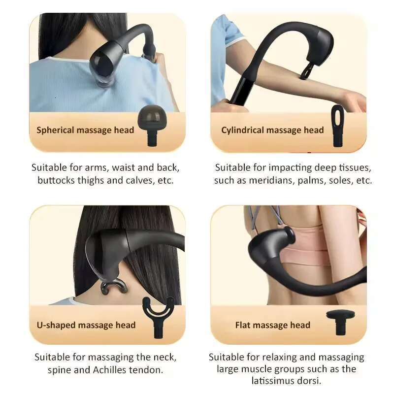 4 Heads Fascia Massage Gun Deep Tissue Percussion Massager For Athletes Holding Body Leg Back Muscle Massagers