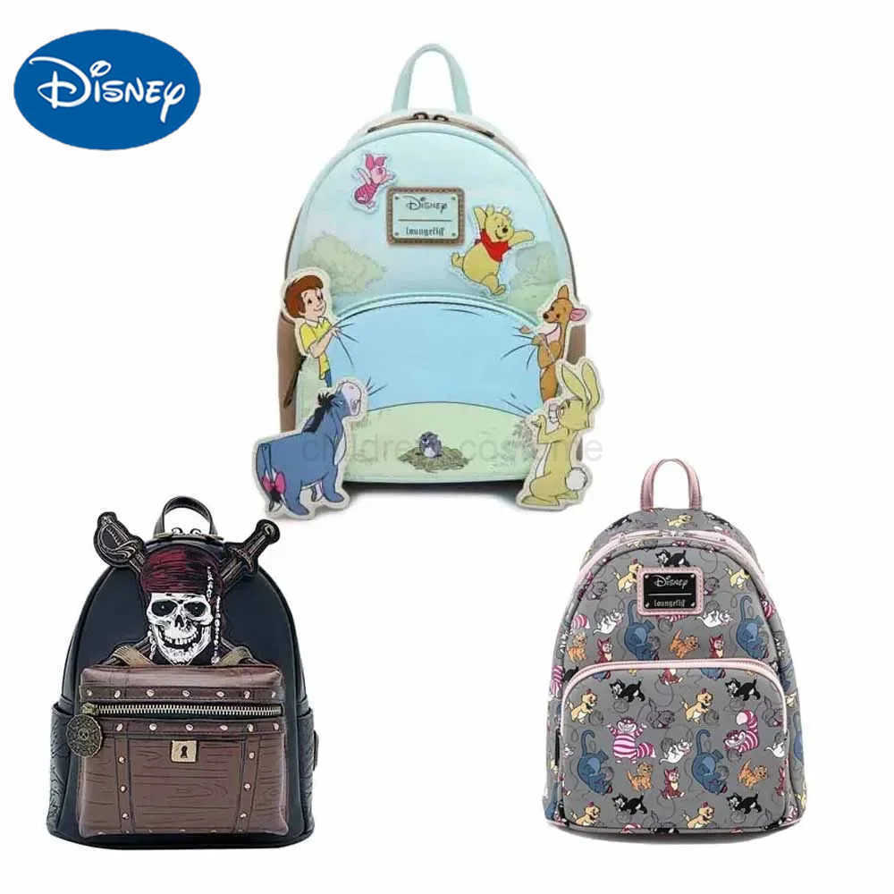 Disney Lilo Stitch All Over Print Womens Double Strap Shoulder Bag Purse Pooh Friends Mini Backpack Cartoon Baby Leather Bags W250517
