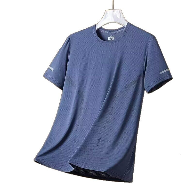 Summer Tshirt round neck quick drying short thin cut breathable half sleeved plus size top mens sports loose and trendy