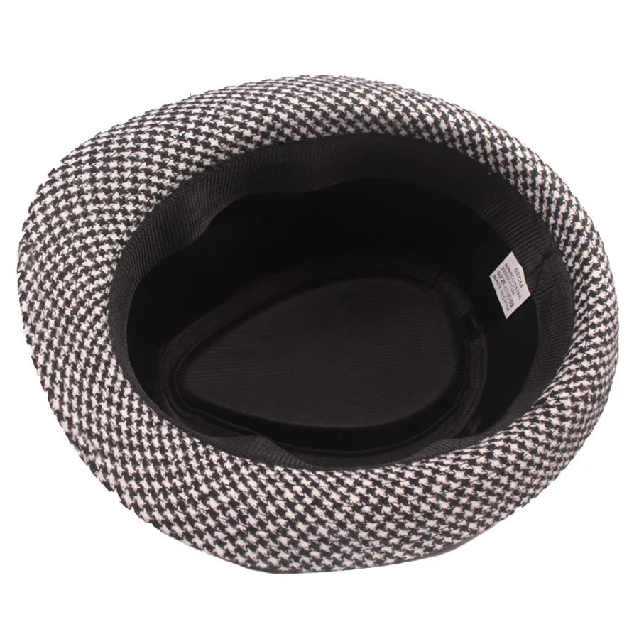 Spring Summer Vintage Checked Top Hat Mens Middle-aged and Elderly Woolen Gentlemans Hat Jazz Hat 250516