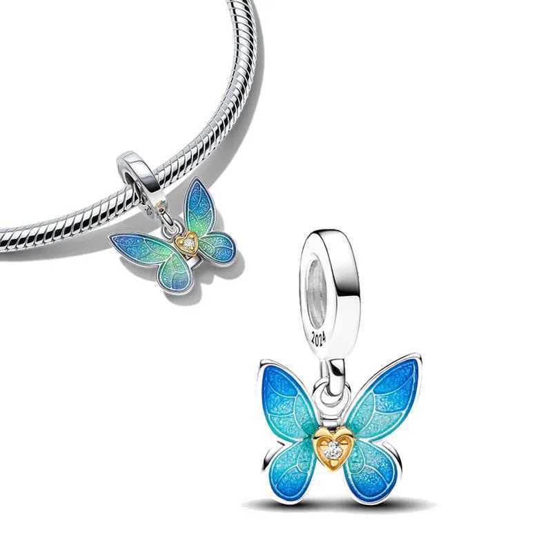 2025 New 925 Silver Bead Charm Spring Series Sparkling Butterfly Dangle Charm Diy Fit Original Pand Bracelet Women Jewelry GiftXJ250517