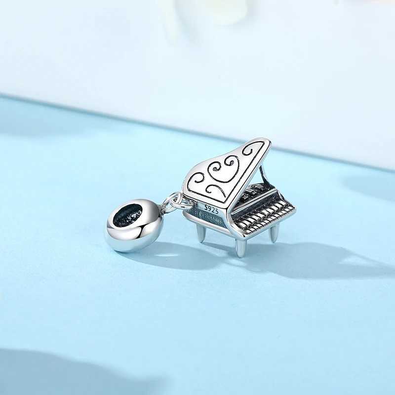 Original 925 Sterling Silver Charm Bead Music Note Piano Pendant Charms Fit Brand Bracelets Necklaces Womens JewelryXJ250517