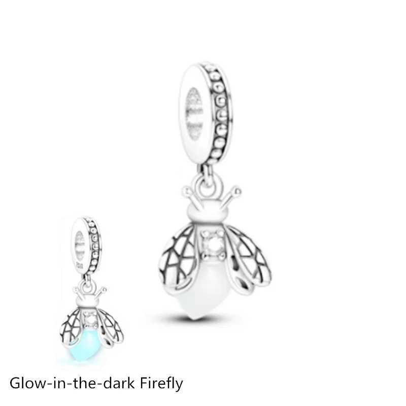 Gold ly Bee Beads Fit Original 925 Sterling Silver Charm Bracelet Necklace Glow at night Firefly Pendant DIY JewelryXJ250517