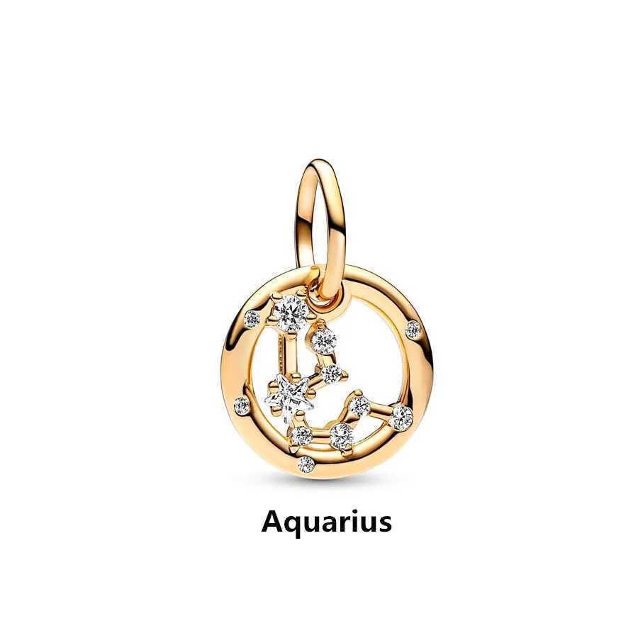 2025 NEW Gold Plated 12 Constellation Pendant Dangle Charm Beads Fit Original 925 Sterling Silver Europeans Bracelet DIY JewelryXJ250517