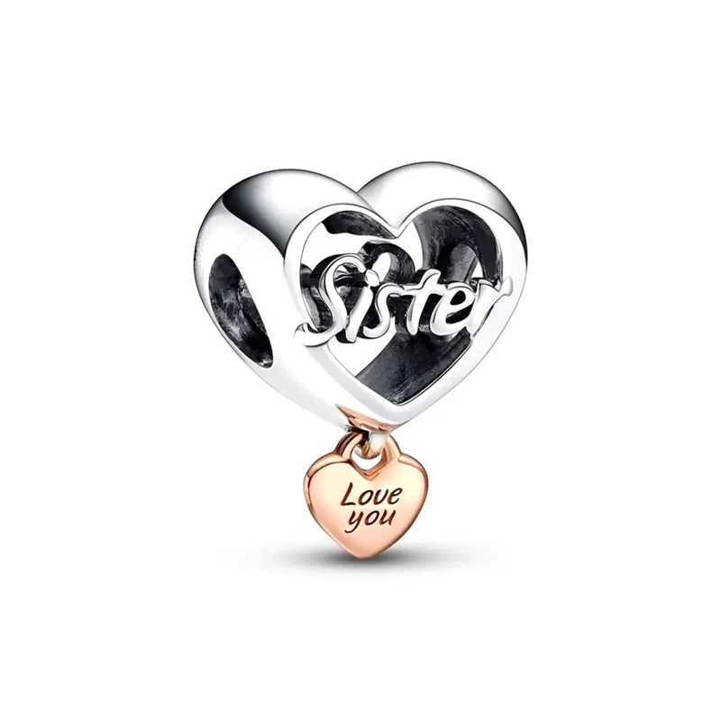 Hot Sale Heart Rose Gold Pink Charms Fit Original European 925 Sterling Silver Bracelet Beads Woman Jewelry Pendants Gift MakingXJ250517