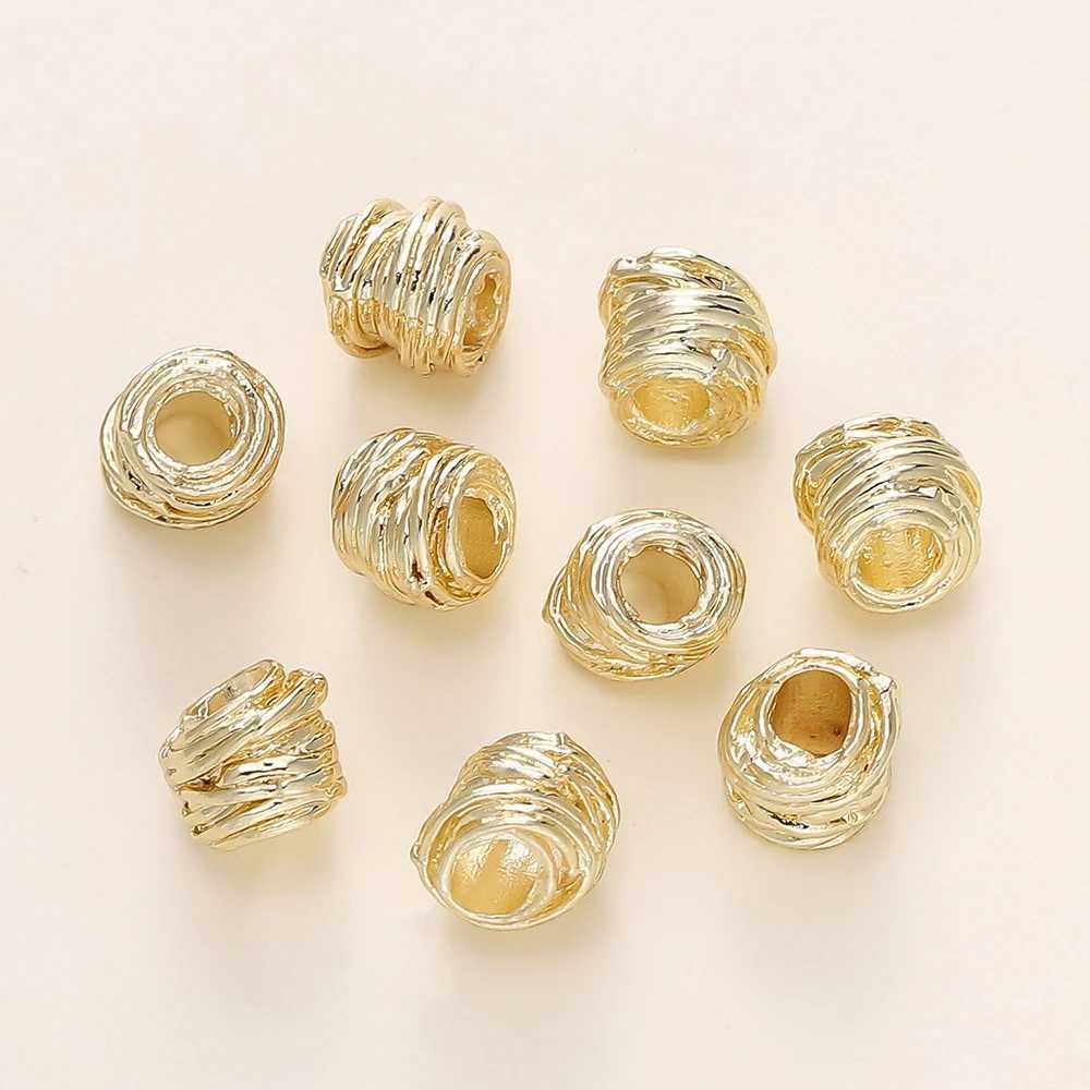 10/30/50Pcs/Pack 14K/18K Gold Plated Brass Weaving Ball Spacer Beads For DIY Bracelet Necklace Jewelry Making AccoriesXJ250517