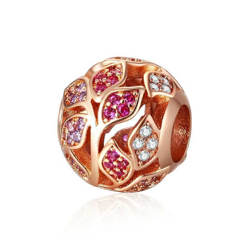 Hot Sale Sparkling Rose Gold Plated Series Charms Bead Fit Original 925 Sterling Silver Bracelet DIY Women Fine Jewelry GiftXJ250517