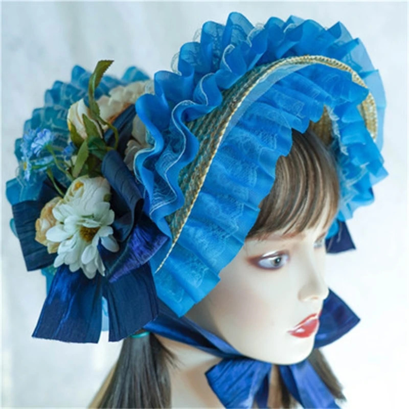 Handmade SunHat Lace Decorated Courtly Style Tea Party for Lolita Women Court Miss Straw Hat SunHat with Ribbon 250516