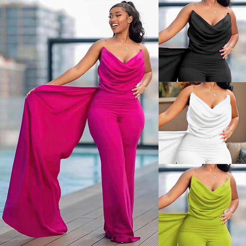 Wide Leg Jumpsuit Clothing Backless Invisible Suspender Women S Slim Fit Hip Hing Jumpsuit