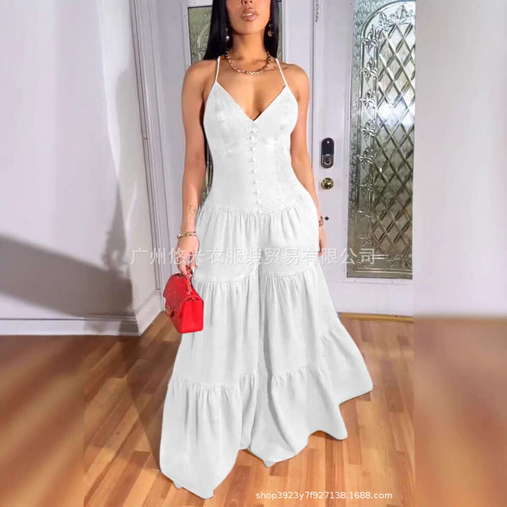 Wide Leg Jumpsuit Women S Sexy V Neck Suspender Backless Oversized Flared Pants Jumpsuit