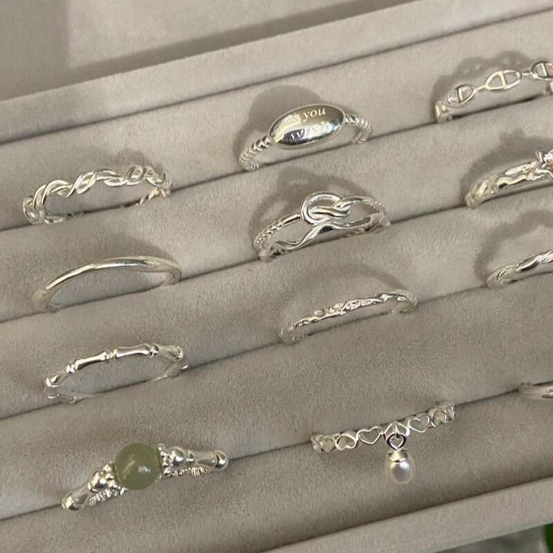 New Korean pure silver with that won't fade for women, featuring niche Instagram style and a high-end feel. The ring has an adjustable opening