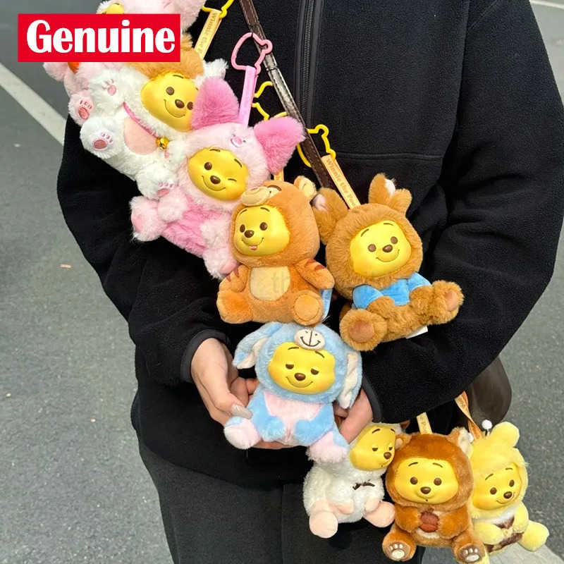 Disney Genuine Miniso Winnie The Pooh Naughty Party Blind Box Plush Anime Figure Pendant Doll Decor Key Chain Children Girl Gift Toy W250517