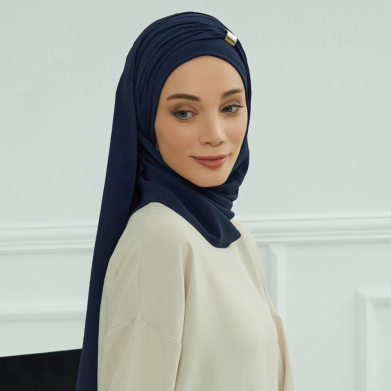 Plain Solid Hijab Womens Instant Turban Woman Khimar Underscarf Big Size 250517