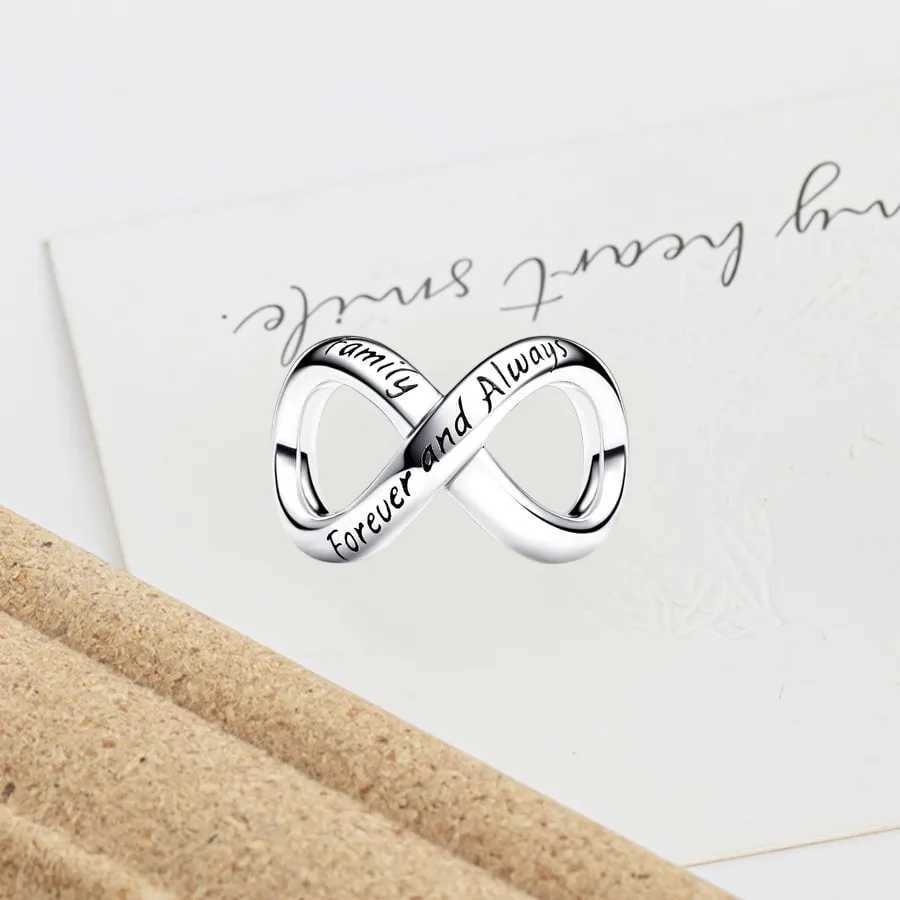 2025 Sparkling Gold Angel Forever Always Infinity Charm Beads Fit Original 925 Sterling Silver Bracelet DIY Women Jewelry GiftXJ250517