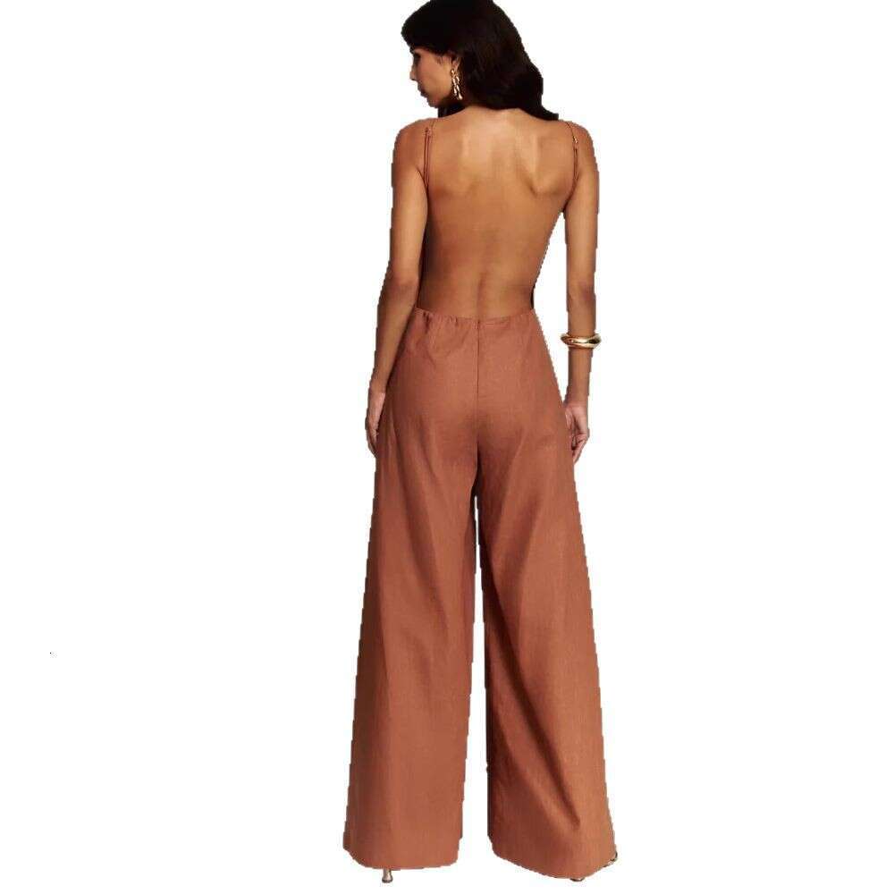 Wide Leg Jumpsuit Spring Summer New Sling Sleeveless INS Loose Vacation Jumpsuit Wide Leg Pants For Women