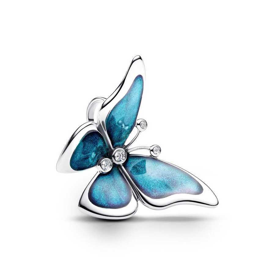 New Fine Blue Series Sparkling Oversized Butterfly Dragonfly Charm Beads Fit Original 925 Silver Bracelet DIY Women Jewelry GiftXJ250517