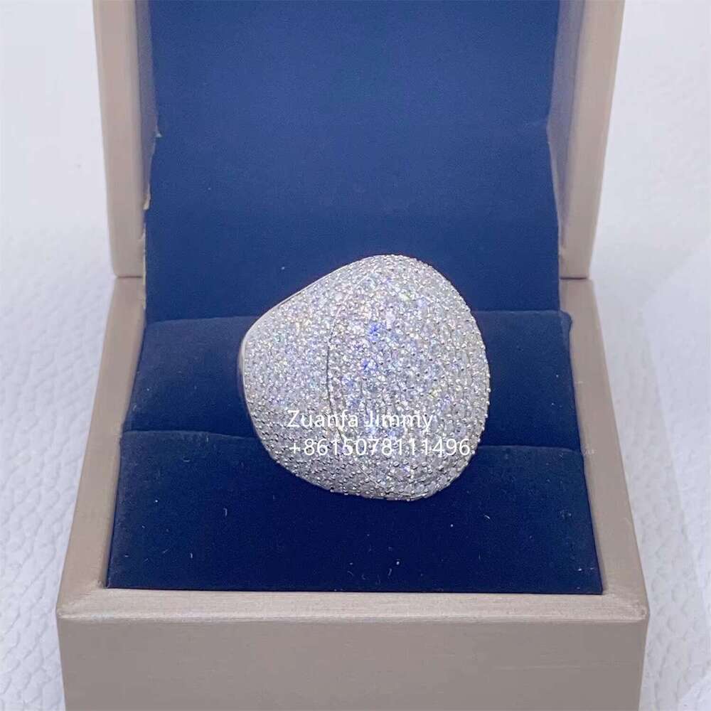 Pass tester chilled VVS1 silica rapper jewelry cool little finger hip-hop men's platinum gold-plated ring