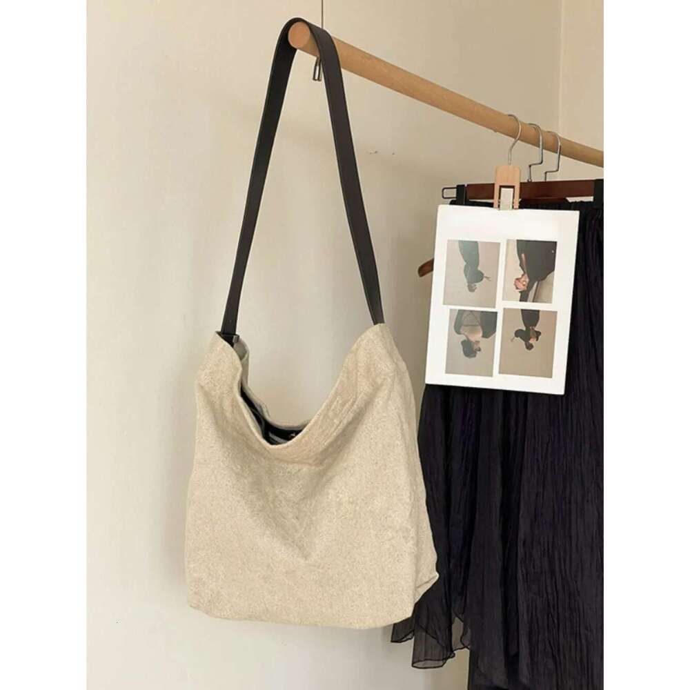 Vintage Moda Literary Shop Casual Bucket Exposure Panelled Minority Simple New Shoulder Bags Large Capacity Practical Women Bag