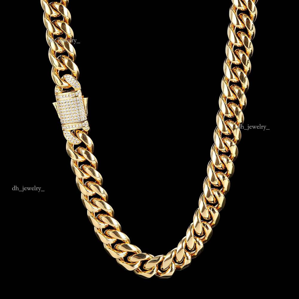 Wholesale Cuban Chunky Link Necklace Miami Style Stainless Steel Gold Plated Chains