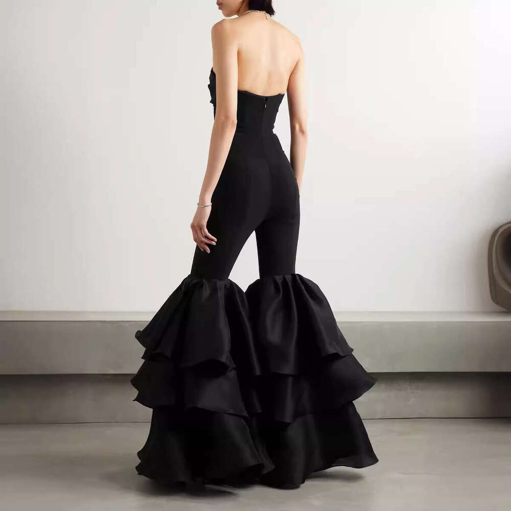 Wide Leg Jumpsuit New Bandage Women S Fashion Bra Cake Pants Leg Banquet Party Jumpsuit