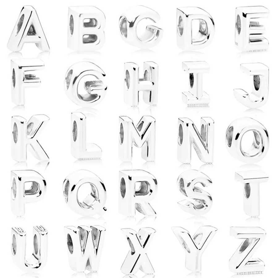 New 925 Silver 26 English Letter ABCDEFJ-WXYZ Boutique Charm Fit Bead Suitable for Original Bracelet DIY Womens Classic JewelryXJ250517