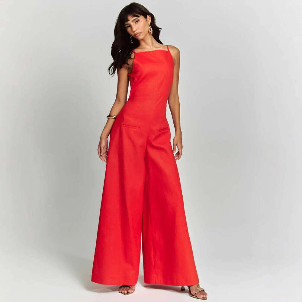 Wide Leg Jumpsuit Spring Summer New Sling Sleeveless INS Loose Vacation Jumpsuit Wide Leg Pants For Women