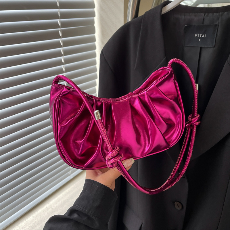 Fashionable temperament pleated shoulder for women 2024 summer new versatile trend Korean version hand-held armpit dumpling bag