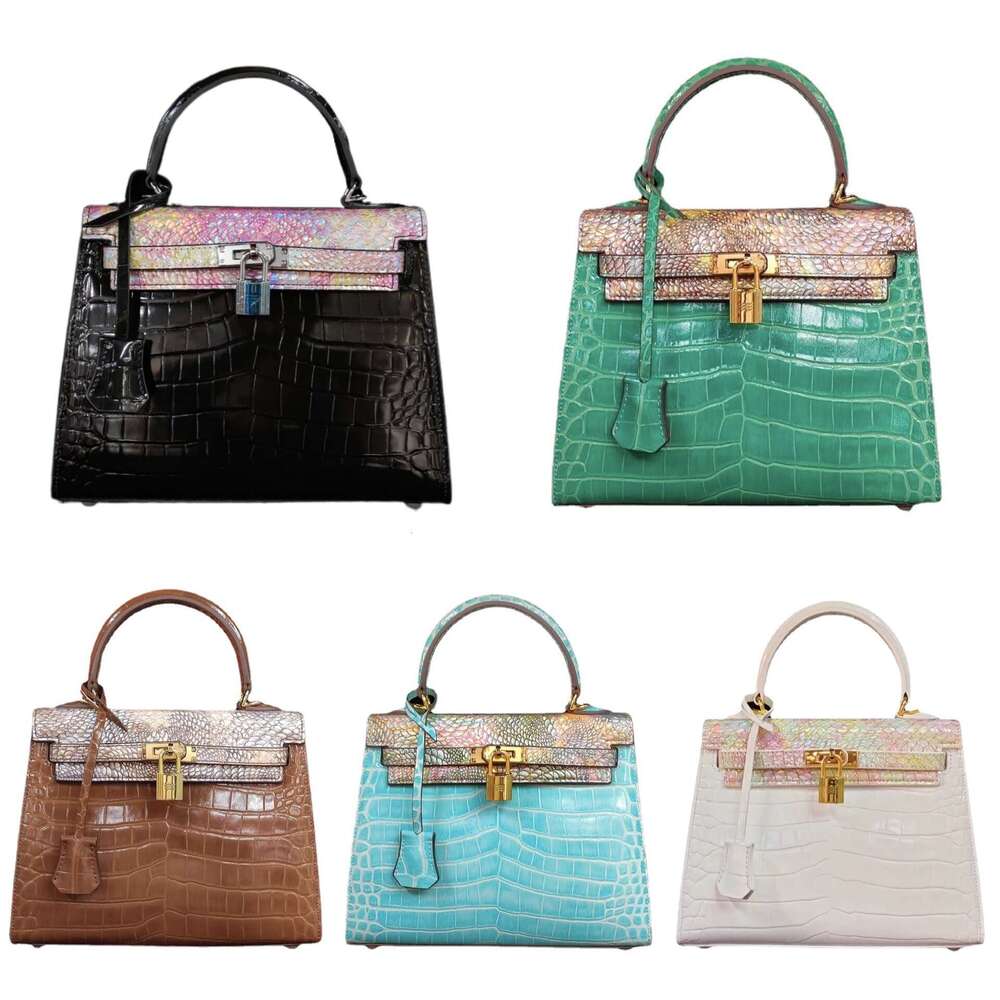 Madeline Genuine Leather New Women s Head Layer Cowhide Arch Crocodile Pattern Snake Skin Fashion Kelly Bag