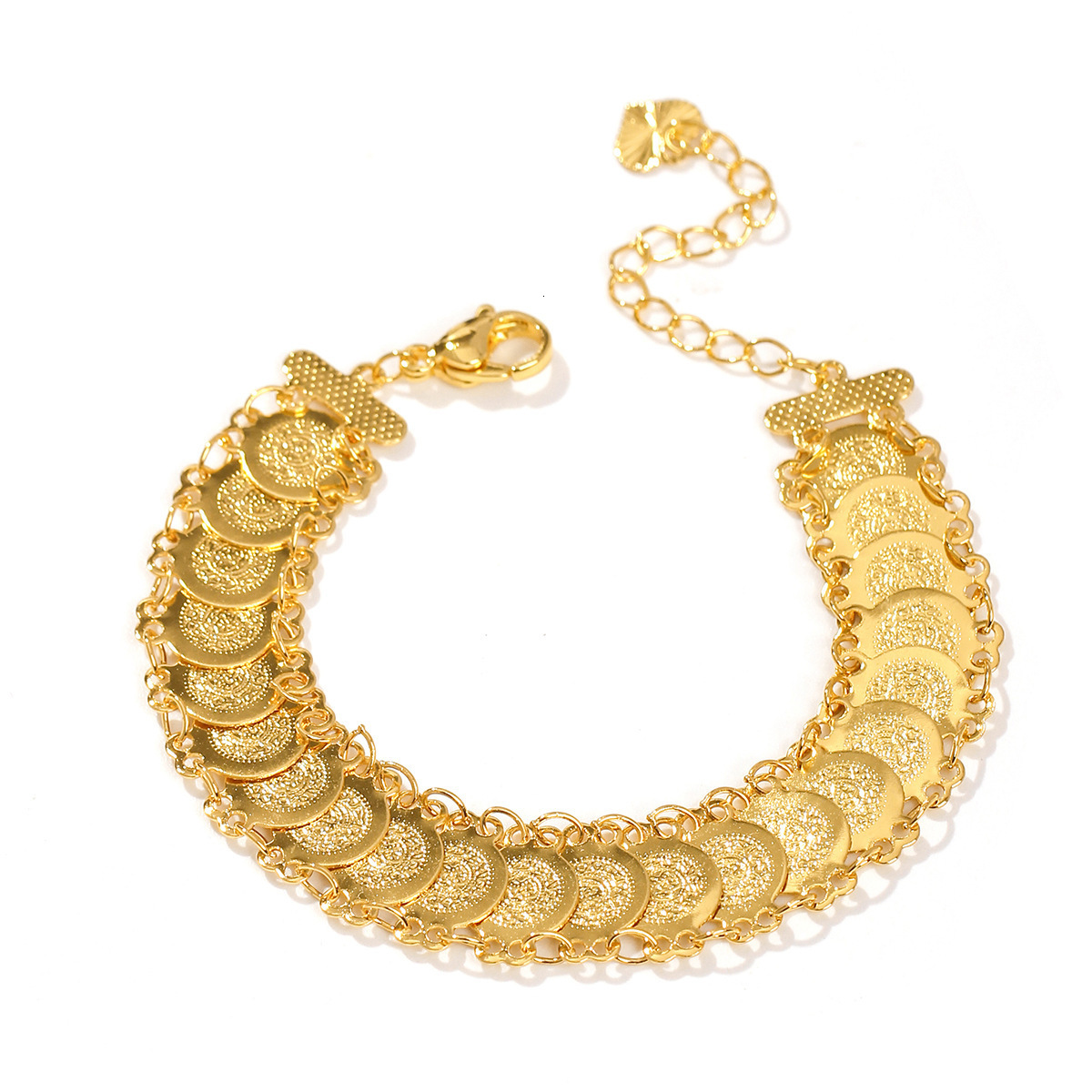 Gold Plated Coin Bangle African Bracelets Jewelry Dubai Middle East Arab Bridal Ornament for Women Girls 241115