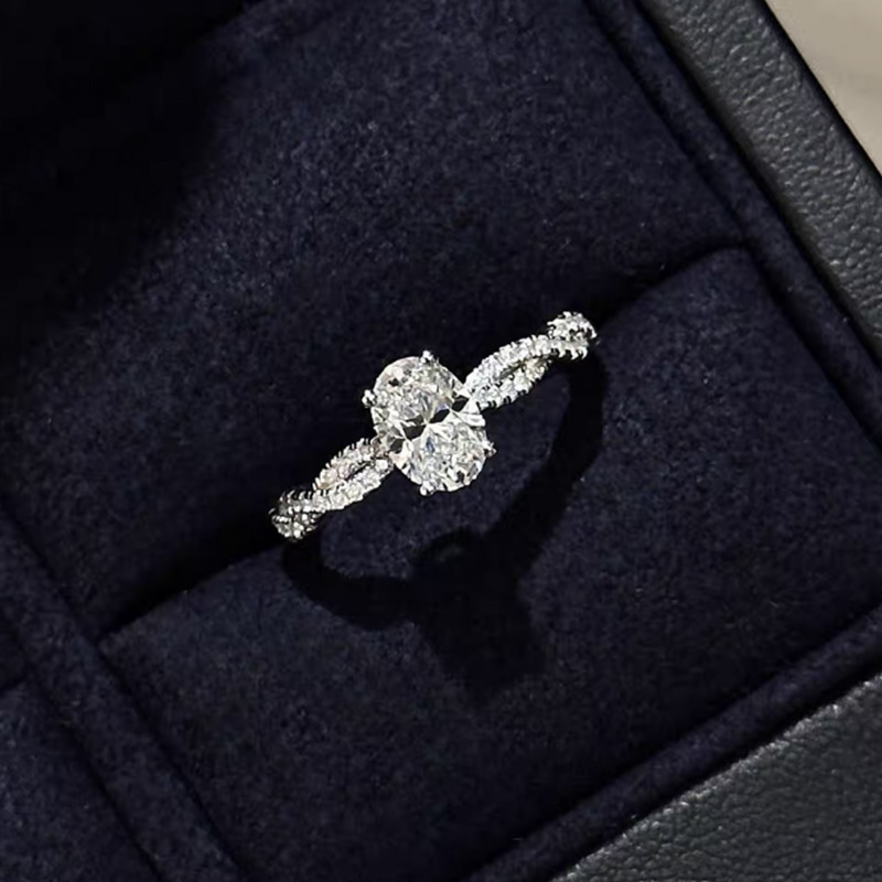 2025 Top Sell Luxury Jewelry Real 100% 925 Sterling Silver Oval Cut White Lab Moissanite Diamond Gemstones Party Eternity Women Wedding Bride Cross Ri