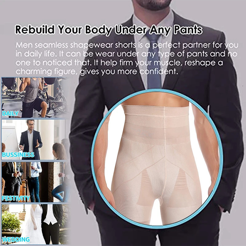 Men Body Shaper Tummy Control Shorts Shapewear Belly Girdle Boxer Briefs High Waisted Slimming Underwear Leg Compression Pes 250517
