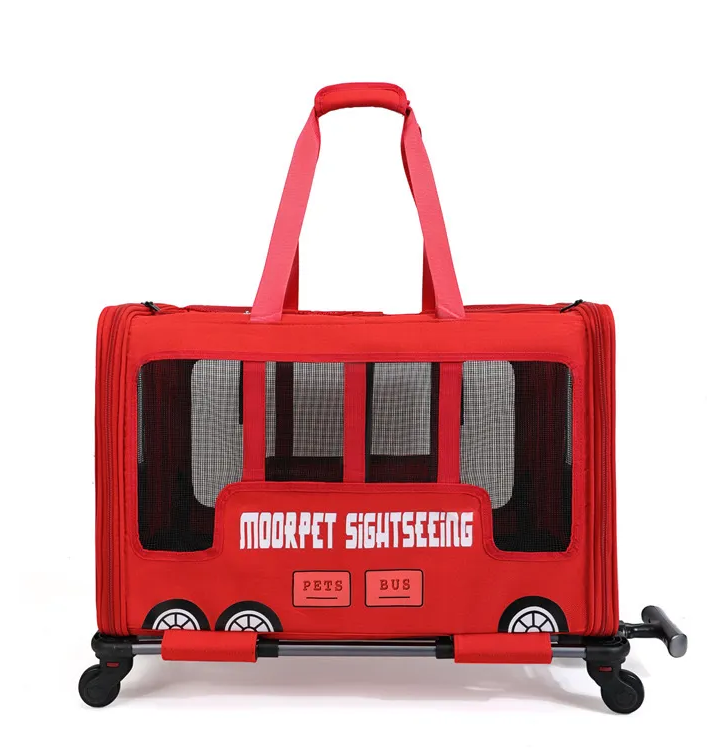 Rolling Carrier- Designed for Dogs & Cats, Breathable Mesh, Expandable Soft-Sided Carrier for Traveland Locking Zippers for Long Distance Car Travel