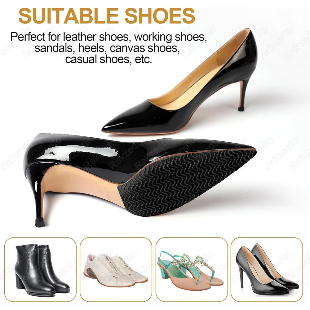 2pcs Rubber Soles for Shoes Repair Sole Protector for High Heels Self-Adhesive Non-Slip OutSoles Replacement Non Slip Shoe Pads 250515