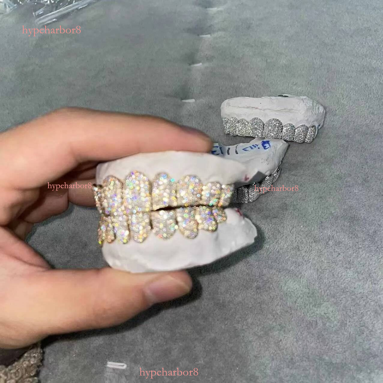 Sparkle Custom Made Hip Hop Iced Out Sterg Sier grills gold Jewelry zigzag setting VVS Moissanite Teeth Mouth Grillz