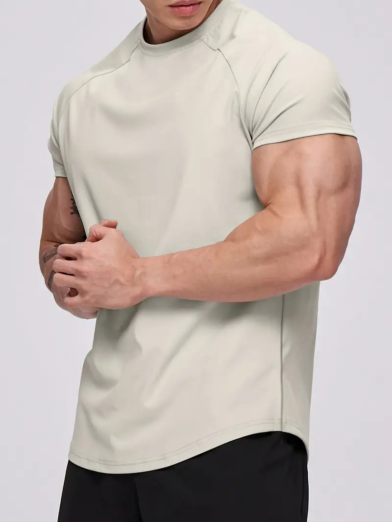 New Fashion Plain Tops Tees Fitness Mens T Shirt Short Sleeve Muscle Joggers Bodybuilding Tshirt Male Gym Clothes Slim Fit Shirt R250517