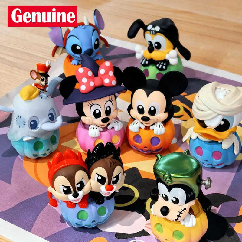 Disney Original Miniso Disney Mickey Mouse And Friends Pumpkin Series Blind Box Cartoon Stitch Mickey Figure Halloween Gifts For Kids W250517