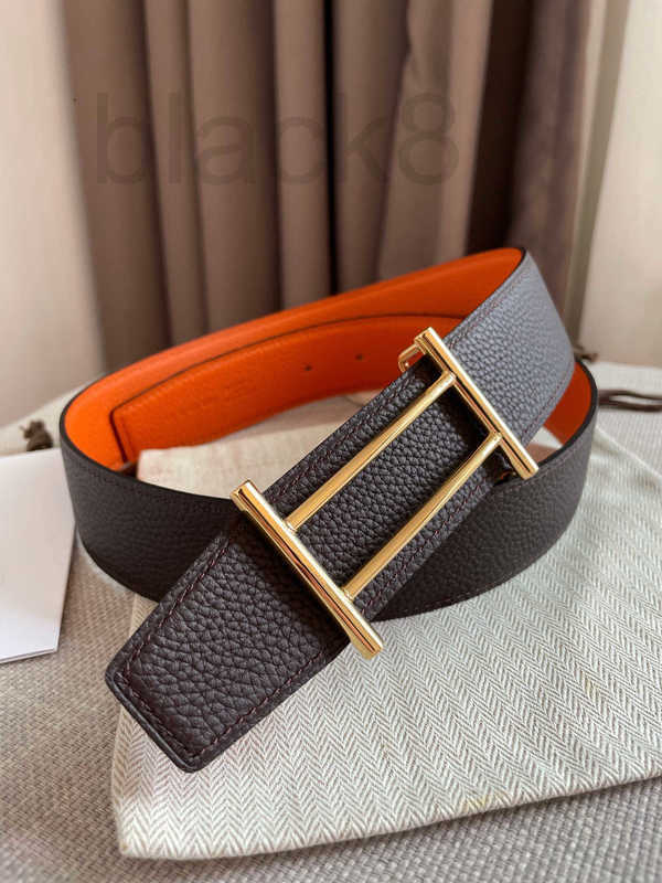 Belts Designer 10A Mirror Quality Togo leather designer men's belt women's buckle square lychee pattern double-sided casual size 38mm 299N