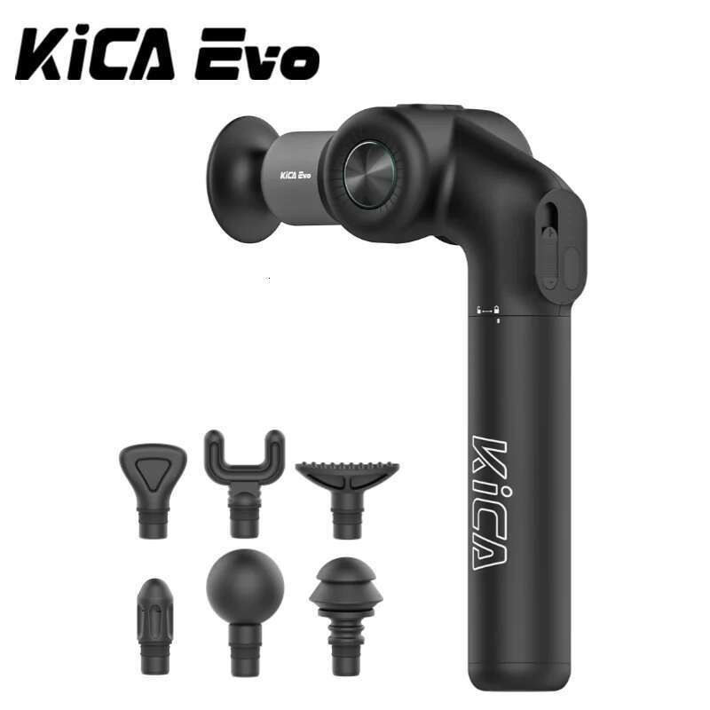 Kica Evo Fascia Portable Muscle Gun 15Kg 3 Gear 3200Rpm With 6 Massage Heads 9Cm Extension Rod Aluminum Alloy