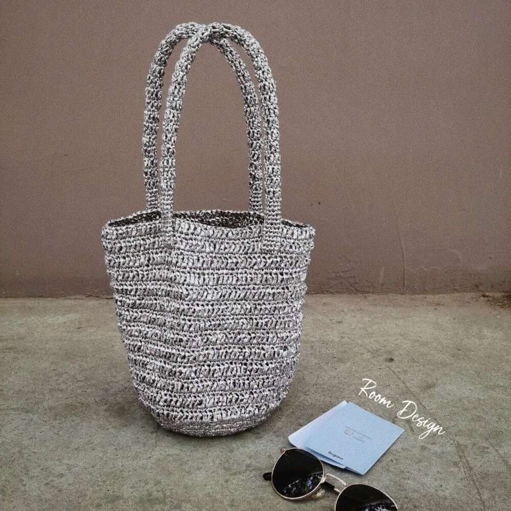 Handmade Crochet Bucket Bags Chic Ladies Sier Tote Handbag Shoulder Fashion Women Summer Beach Bag