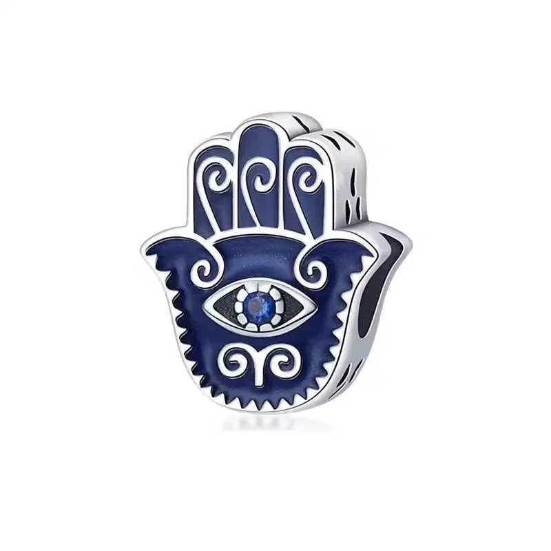 Sparkling Evil Eye On Hand Protective Hamsa Dangle Cross Bead Fit Original Europeans 925 Sterling Silver Bracelet Charms JewelryXJ250517