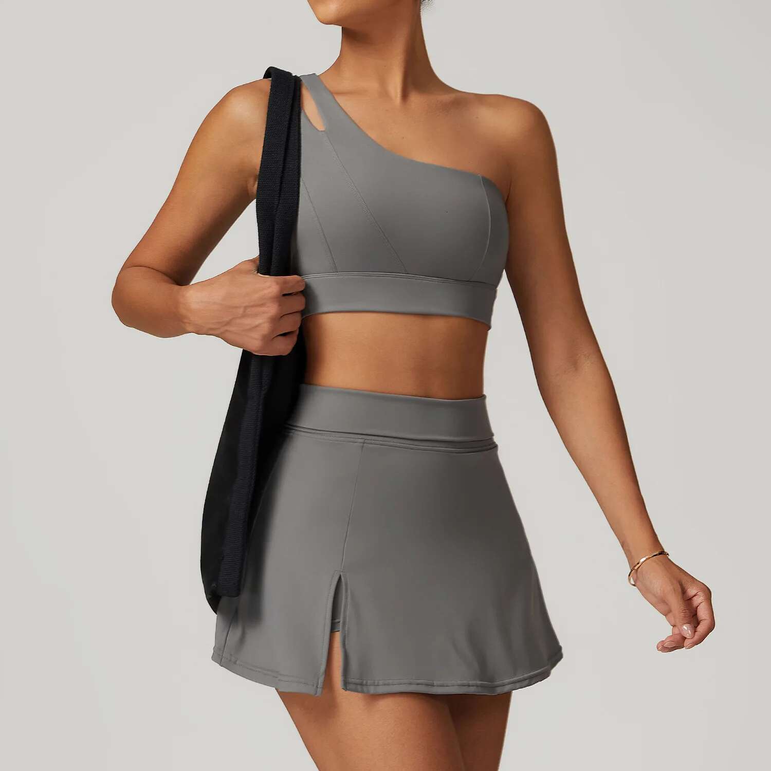 Sommer Neue Schlank Yoga Shorts Kurze Rcke One Shoulder Bra Gym Bung Lauf Fiess Tennis Anti-Licht Sport Rcke Suit